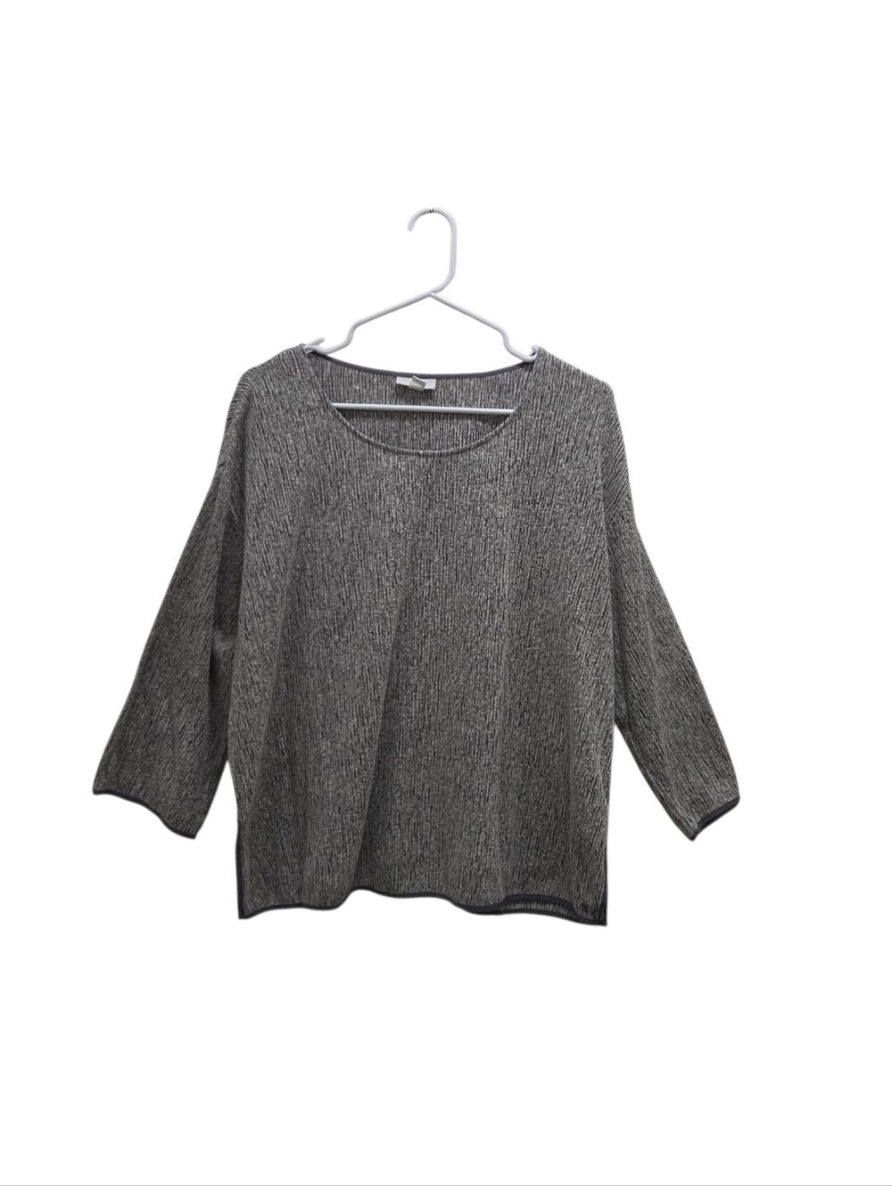 J Jill Pure Jill Charcoal Marled Scoop Neck Top Size M Linen Blend Coastal
